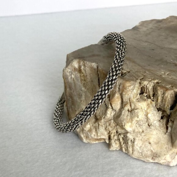 Sterling Silver 925 Heavy Interwoven Braided Weaved 6MM Cuff Bracelet 7" 30g - Picture 11 of 16